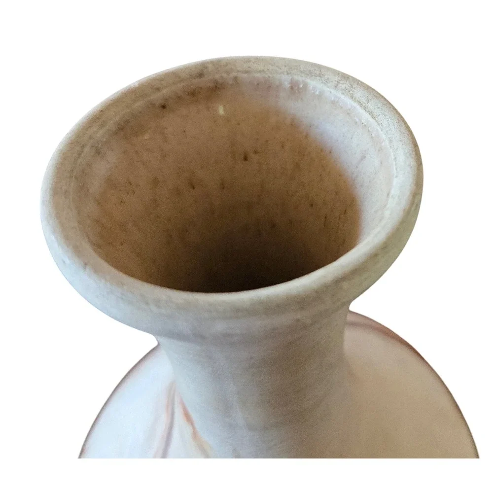 Nemadji Pottery Marbled Bud Vase Earth Tone Swirl Orange Brown USA Folk Art 6.5